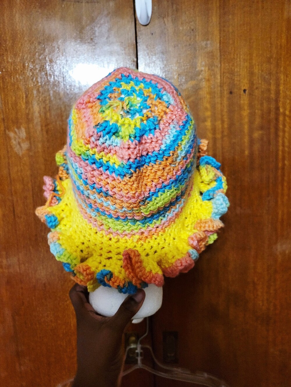 Handmade Rainbow Scrunchie Hat - Picture 2 of 3